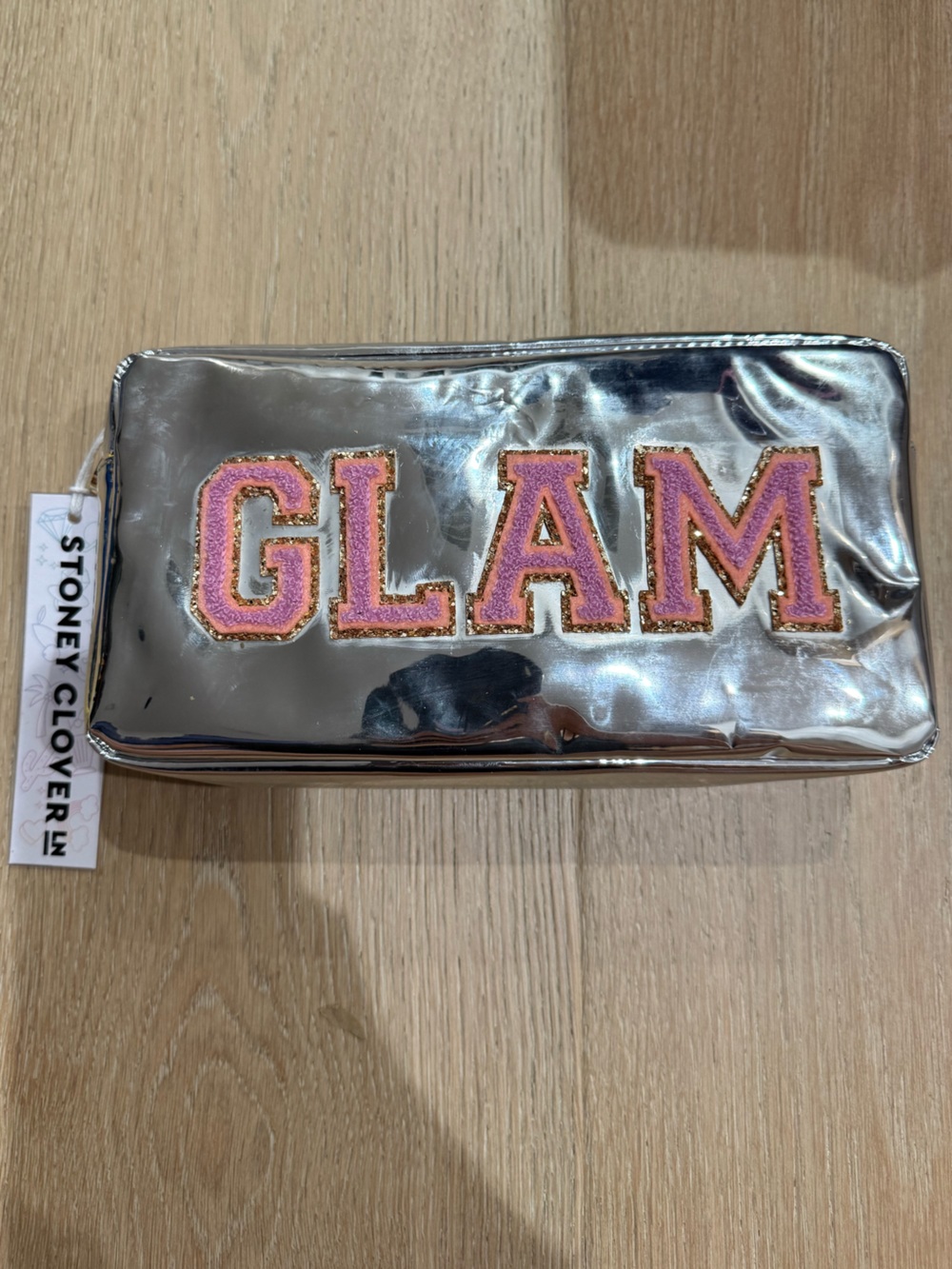 NEW Stoney Clover Lane GLAM Silver Patent Small Pouch